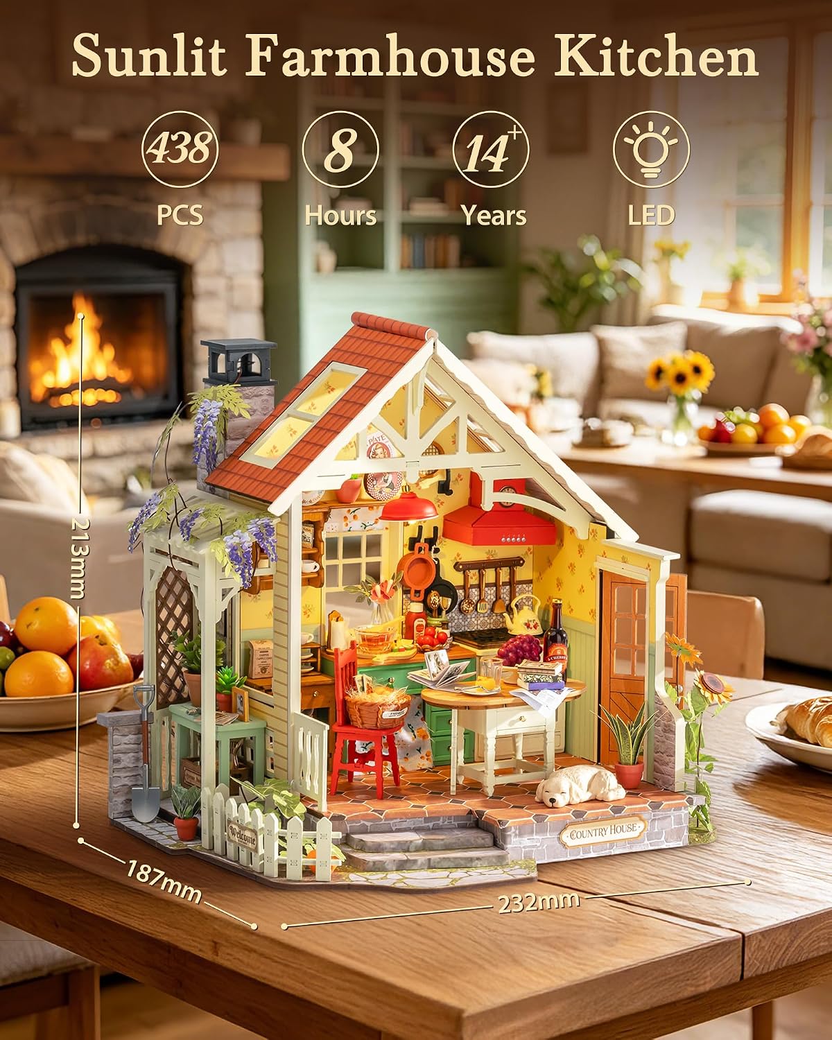 Rolife Sunlit Farmhouse Kitchen – DIY Miniature House Kit