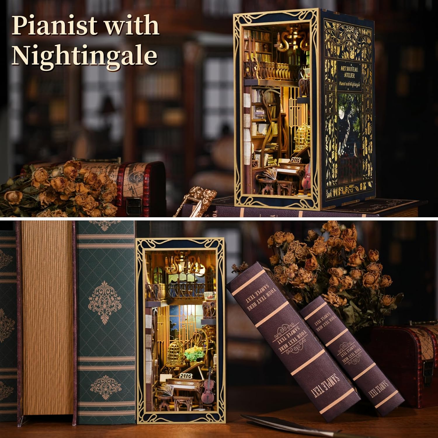 Pianist with Nightingale - DIY Book Nook Kit