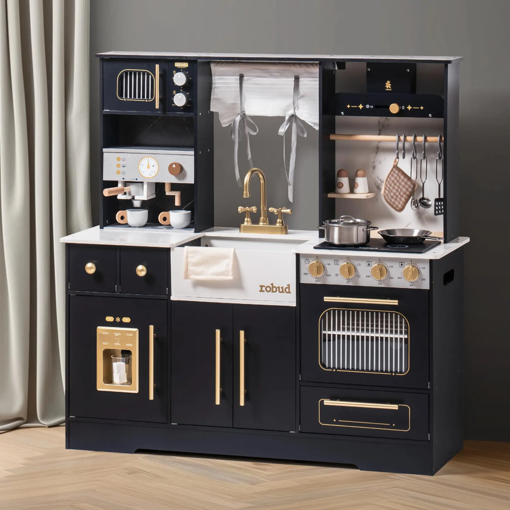 ROBUD Modern Play Kitchen for Kids – Black