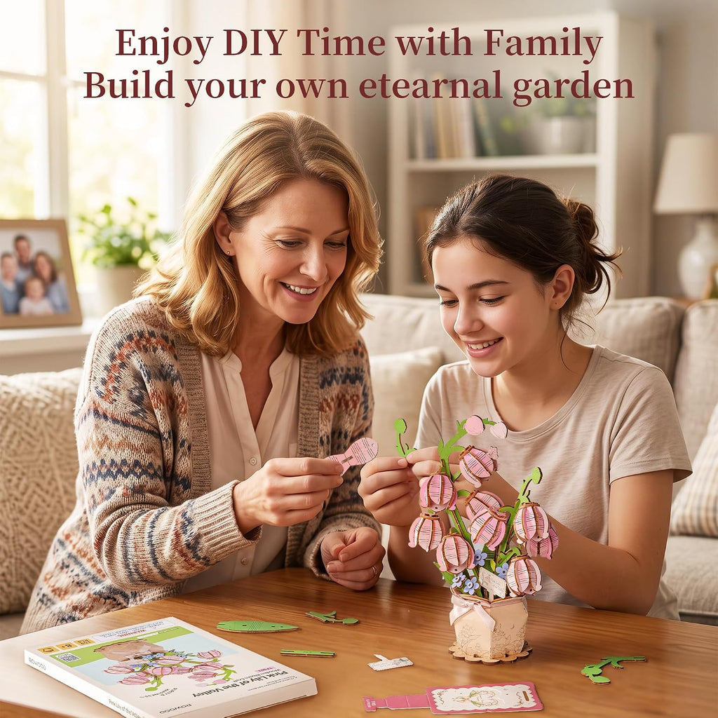 Rowood Pink Lily of the Valley – 3D Wooden Puzzle Kit