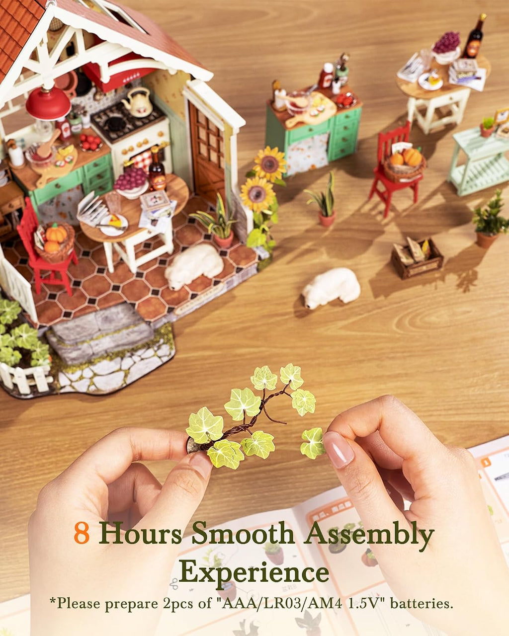 Rolife Sunlit Farmhouse Kitchen – DIY Miniature House Kit