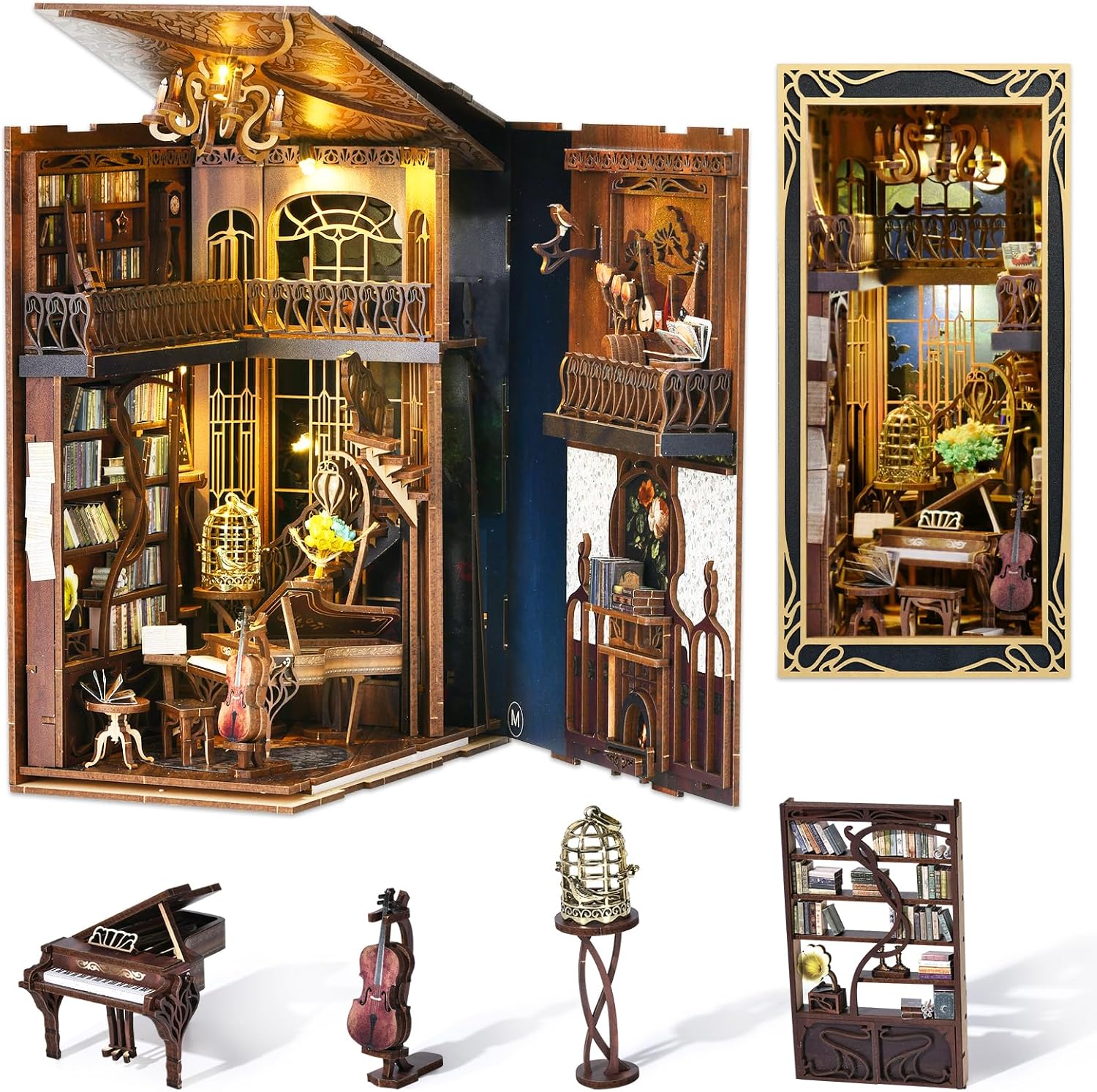Pianist with Nightingale - DIY Book Nook Kit
