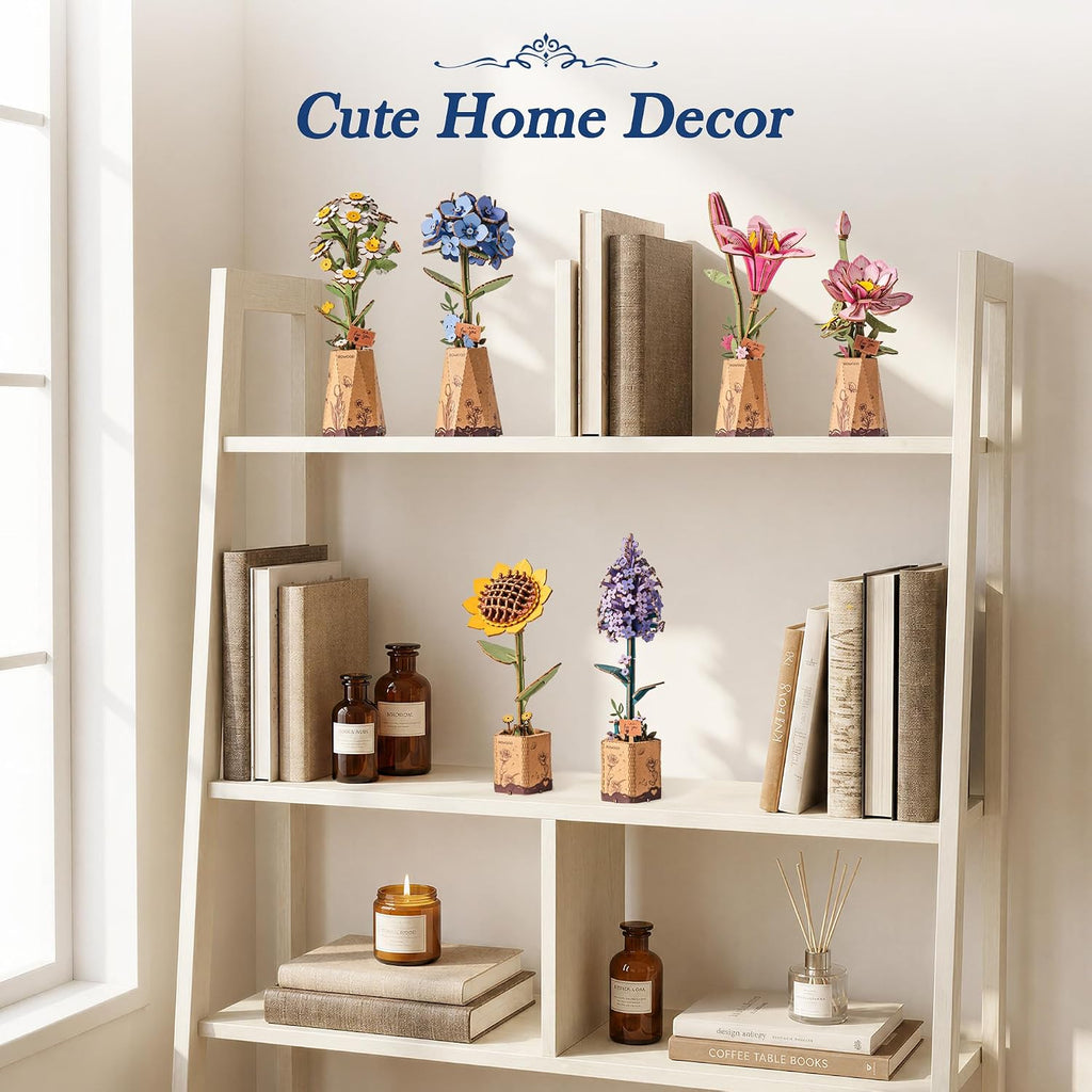 Rowood Blue Hydrangea – 3D Wooden Puzzle Kit