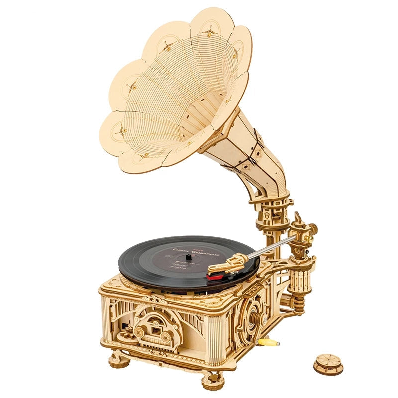 3D Wooden Gramophone Model Kit
