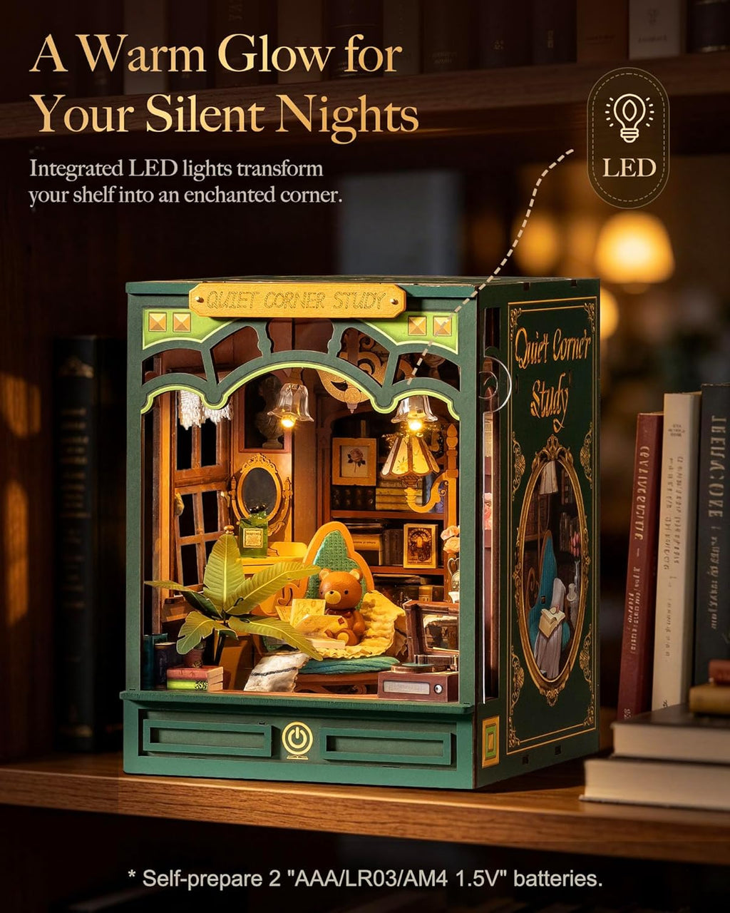 Rolife Quiet Corner Study – DIY Book Nook Kit