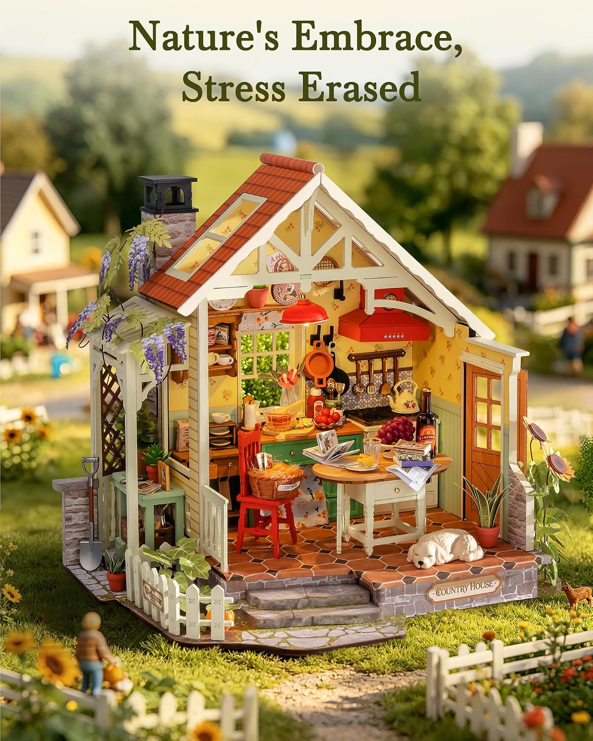 Rolife Sunlit Farmhouse Kitchen – DIY Miniature House Kit