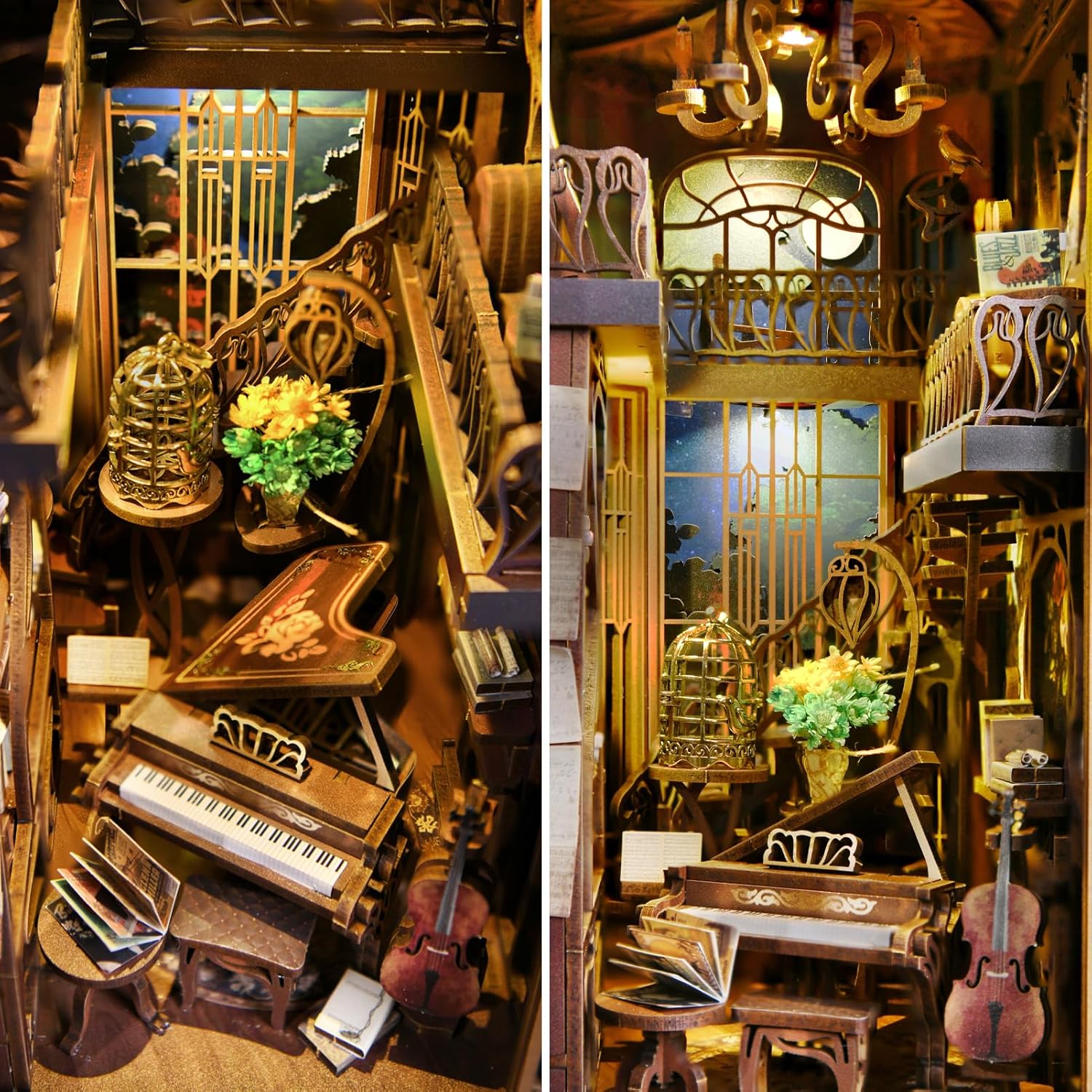 Pianist with Nightingale - DIY Book Nook Kit
