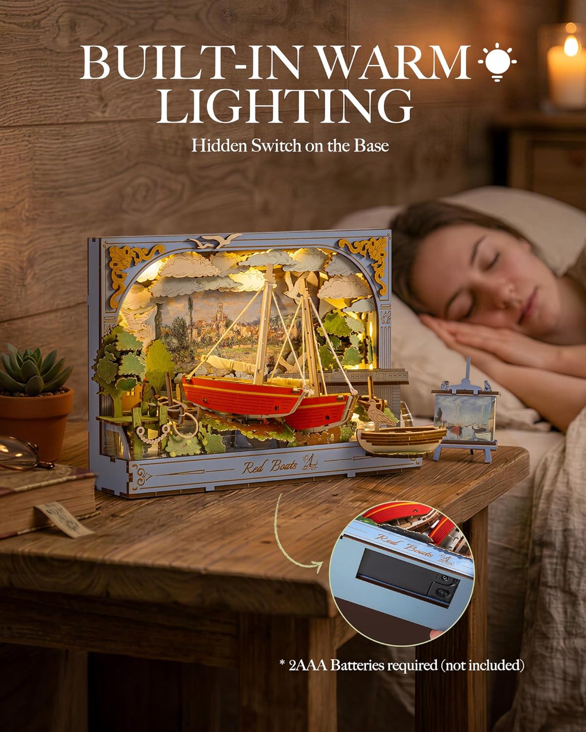 Rowood Red Boats Wall Art – 3D Wooden Puzzle Kit