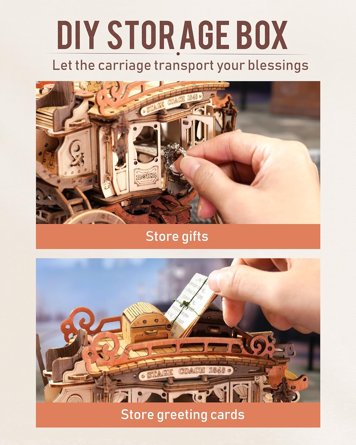 Stagecoach Music Box – Wooden Model Kit