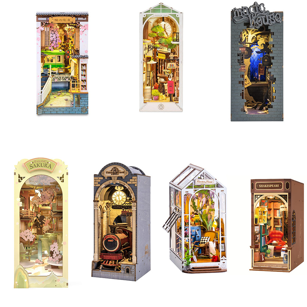 Book Nook Library Series – DIY Miniature Kit (7 Styles)