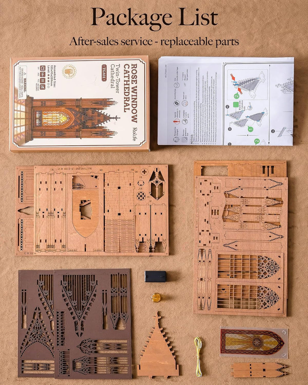 Rolife Twin-Tower Cathedral – 3D Wooden Puzzle Kit