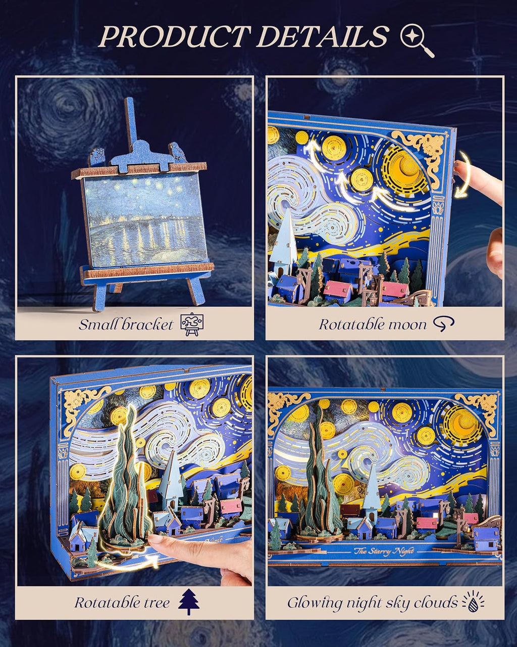 Rowood The Starry Night Wall Art – 3D Wooden Puzzle Kit