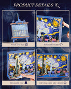 Rowood The Starry Night Wall Art – 3D Wooden Puzzle Kit