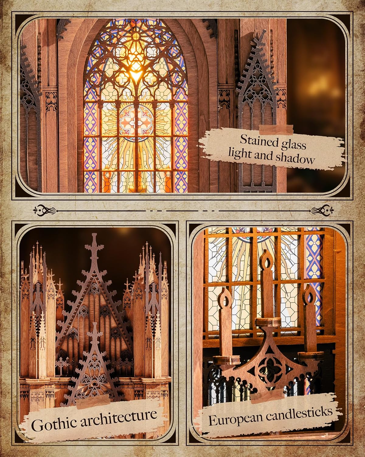 Rolife Twin-Tower Cathedral – 3D Wooden Puzzle Kit