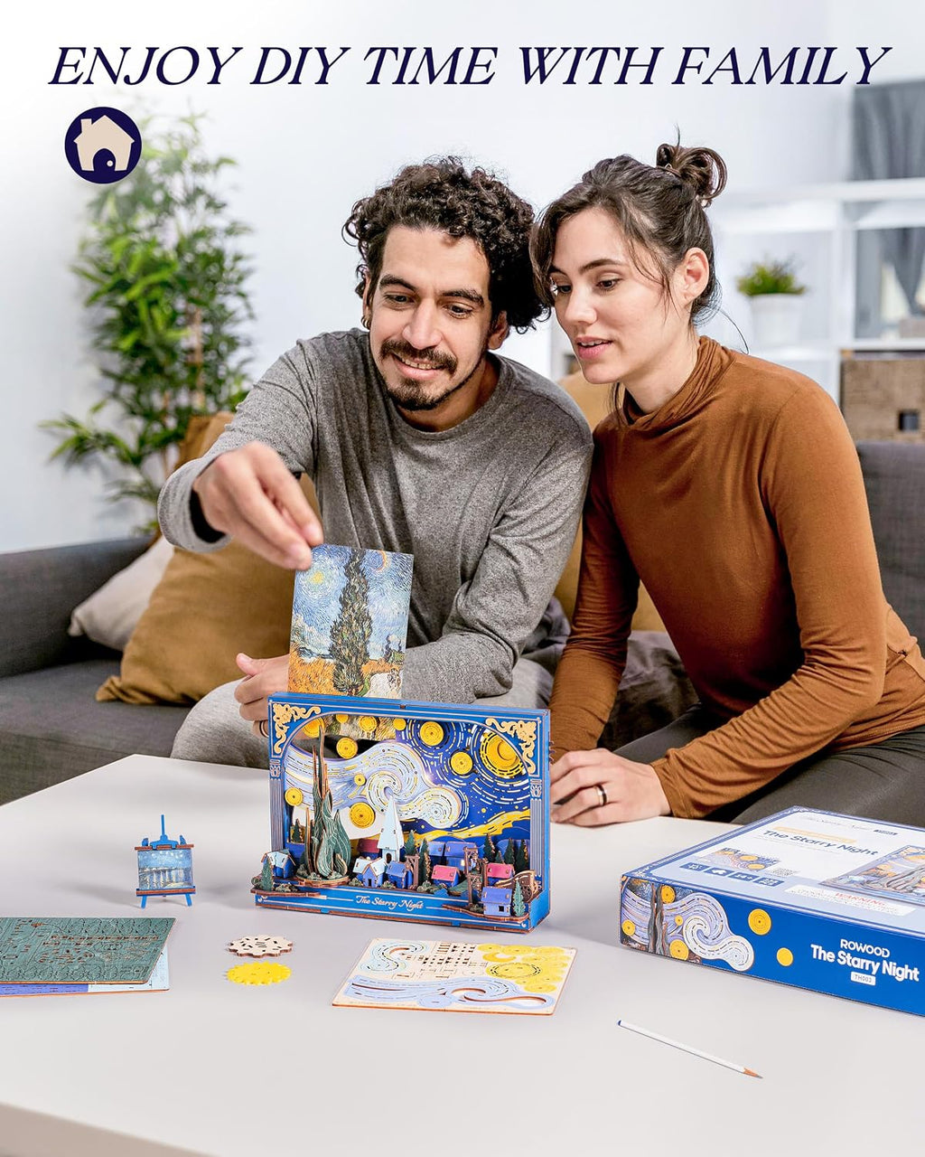 Rowood The Starry Night Wall Art – 3D Wooden Puzzle Kit