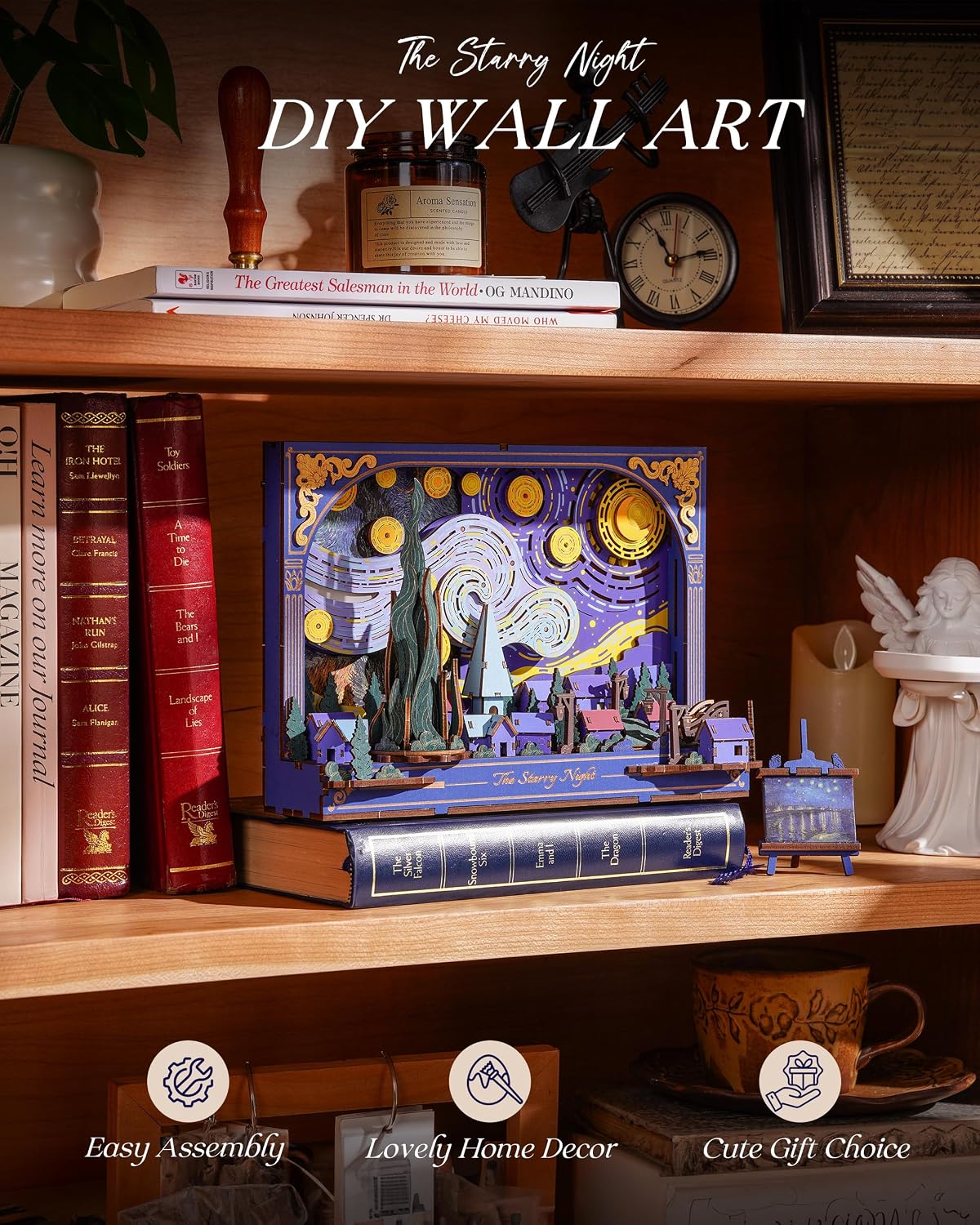 Rowood The Starry Night Wall Art – 3D Wooden Puzzle Kit