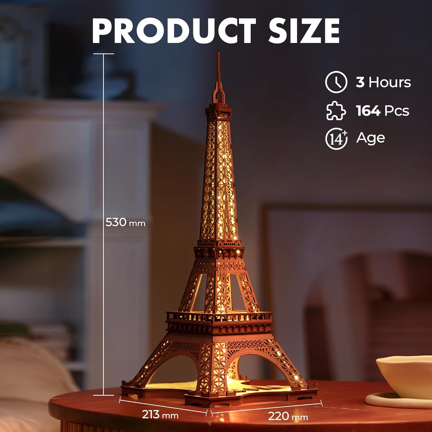 Eiffel Tower Night – Wooden Model Kit