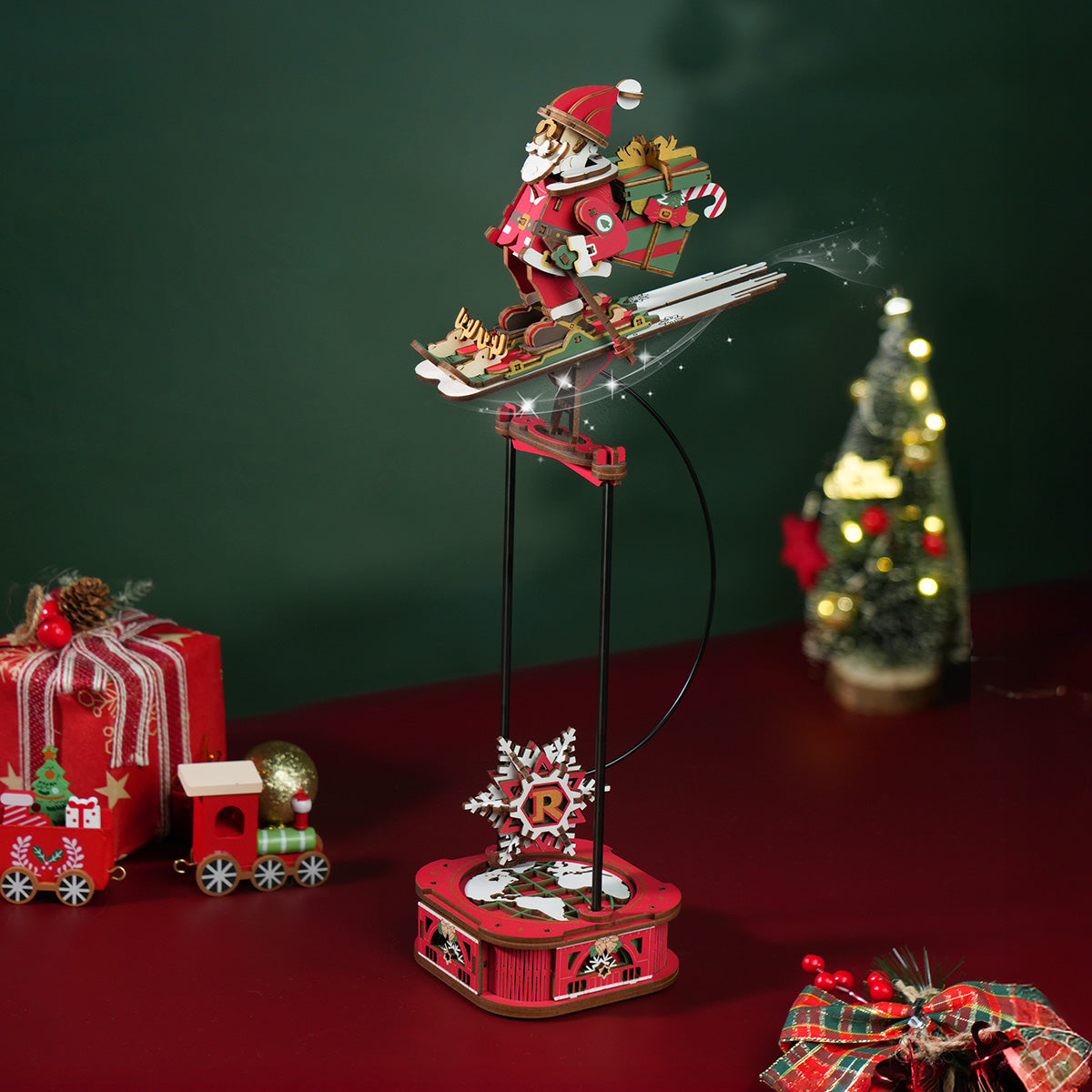 Santa on Skis – 3D Wooden Pendulum Balance Toy Kit