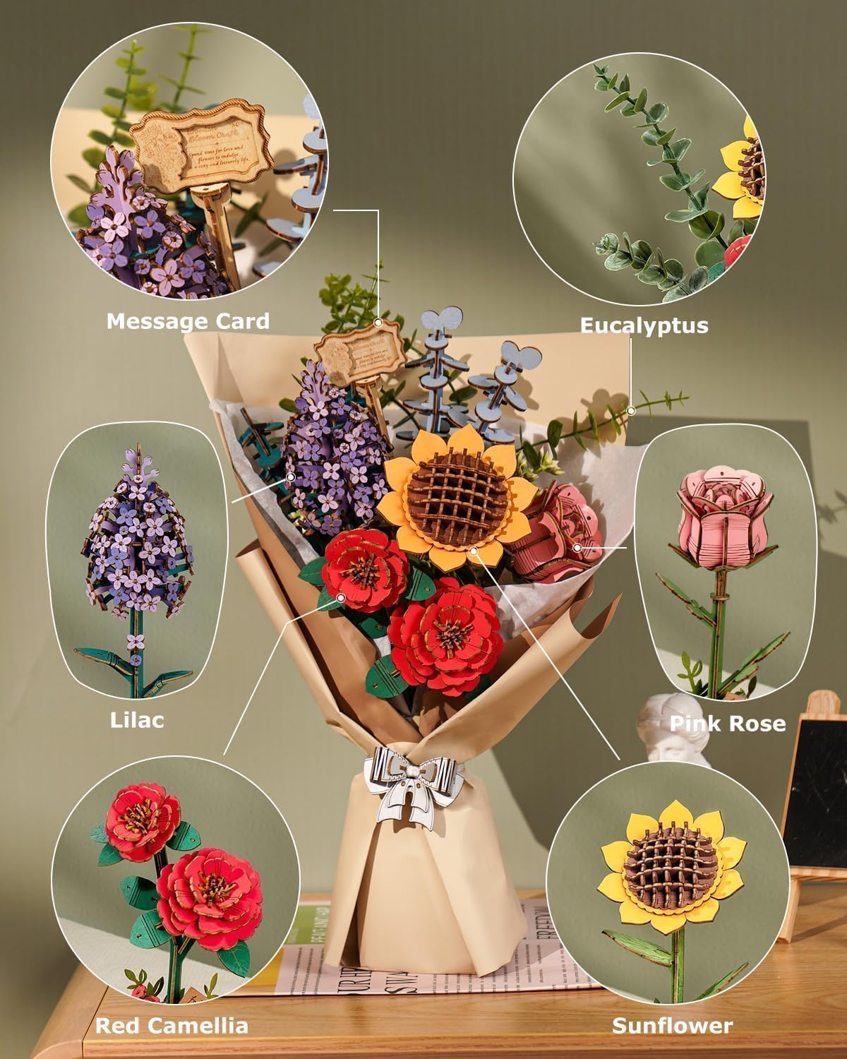 Forever Flower Bouquet – Wooden Model Kit