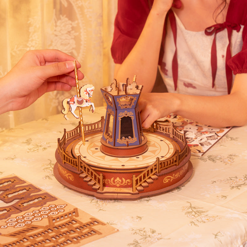 Classic Carousel Music Box – Wooden Model Kit