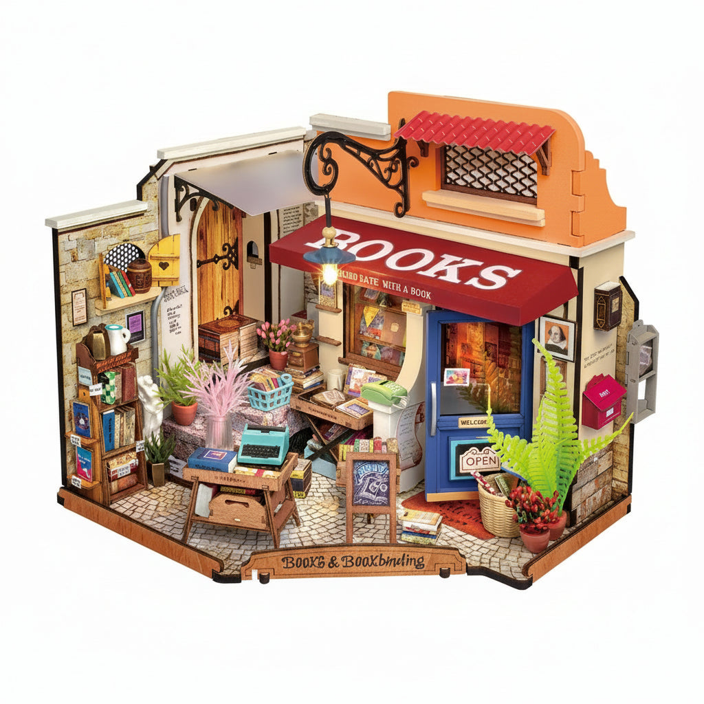 Corner Bookstore – DIY Miniature House Kit