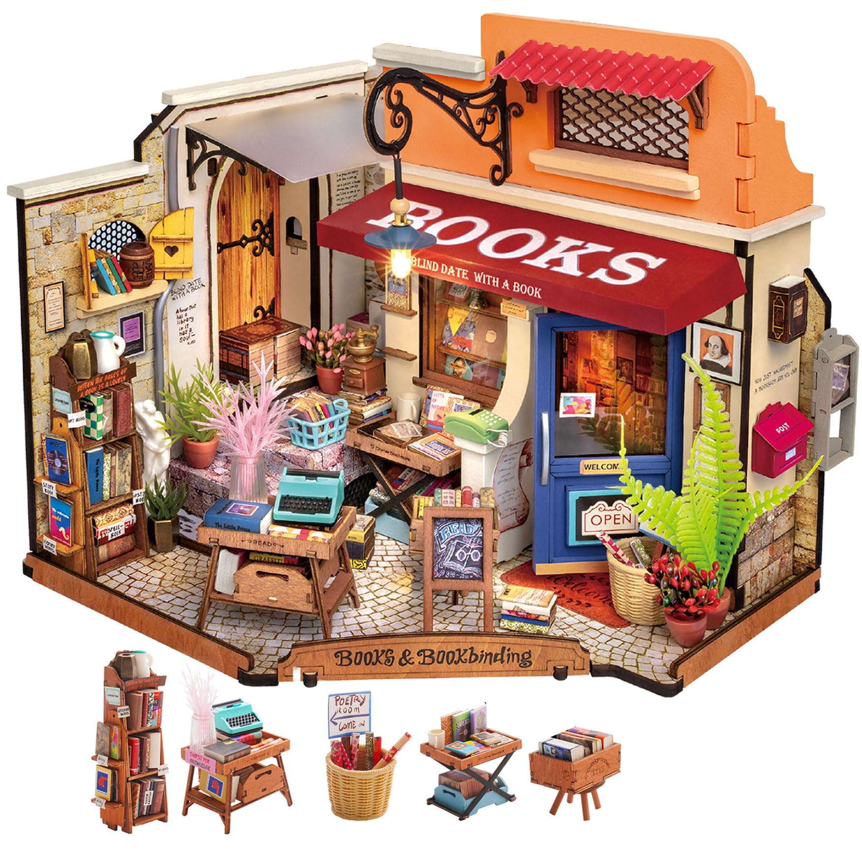 Corner Bookstore – DIY Miniature House Kit
