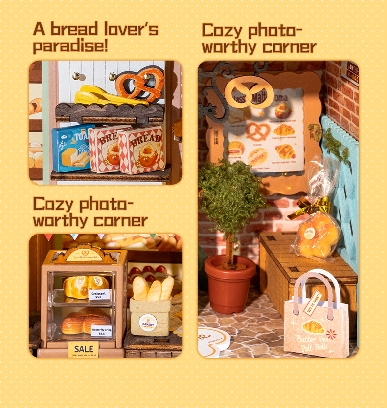 Fluffy Cat Bakery – 3D Wooden Puzzle Story Frame Kit