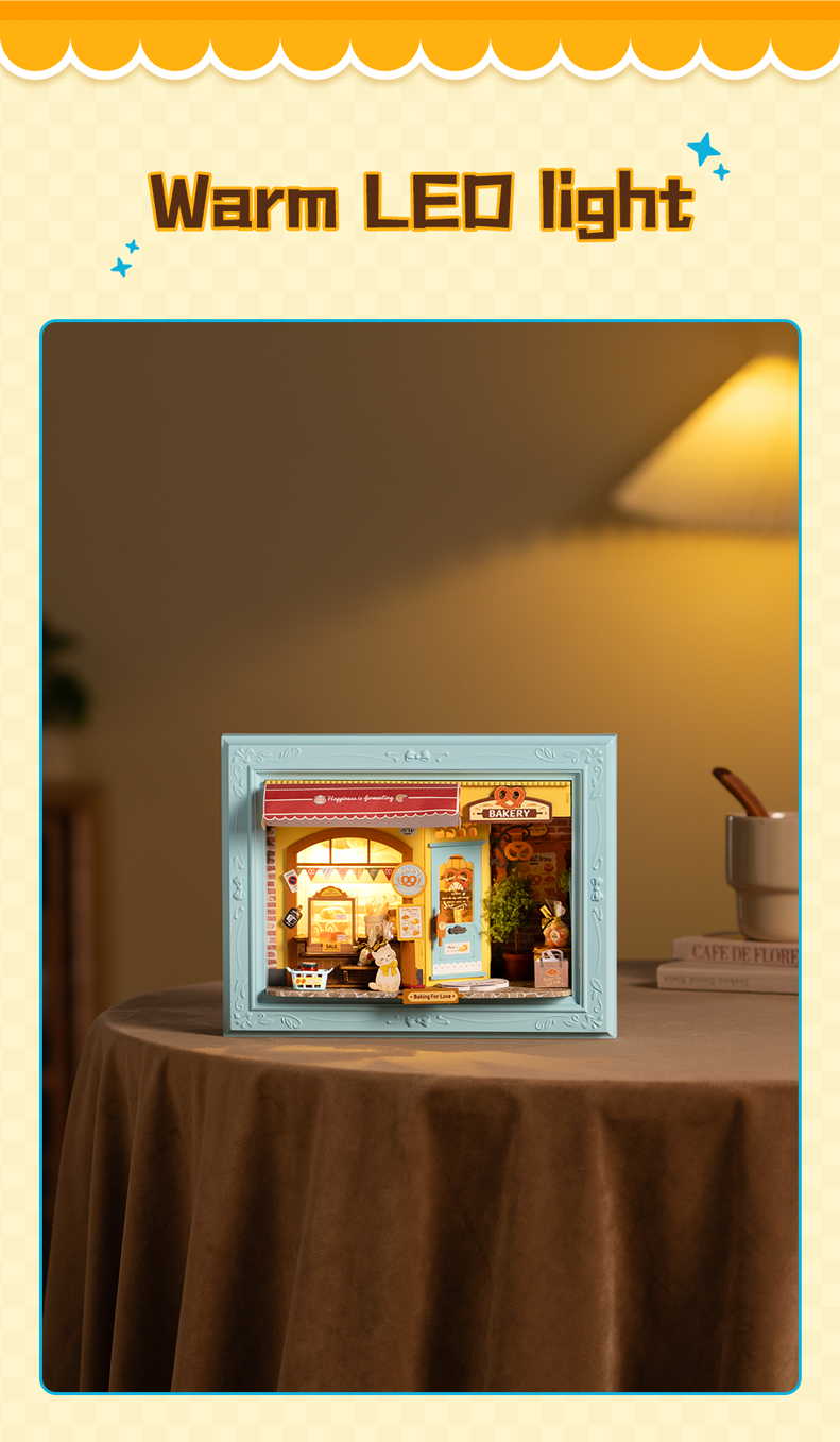 Fluffy Cat Bakery – 3D Wooden Puzzle Story Frame Kit