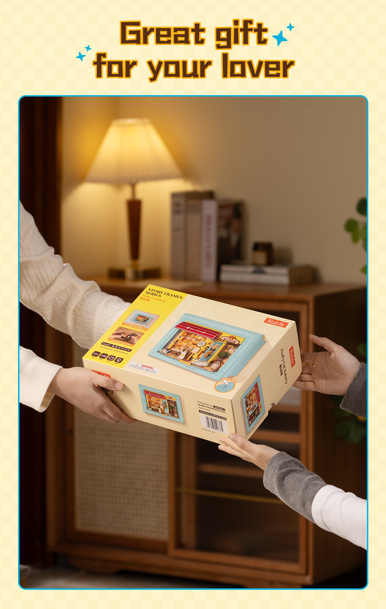 Fluffy Cat Bakery – 3D Wooden Puzzle Story Frame Kit