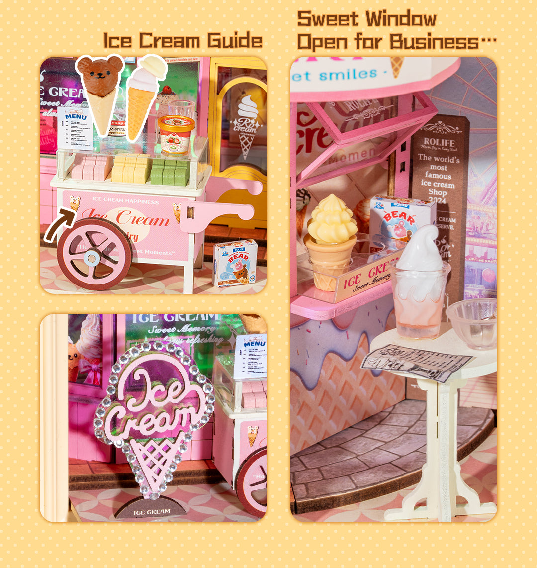 Sweet Scoopery Ice Cream – 3D Wooden Puzzle Story Frame Kit