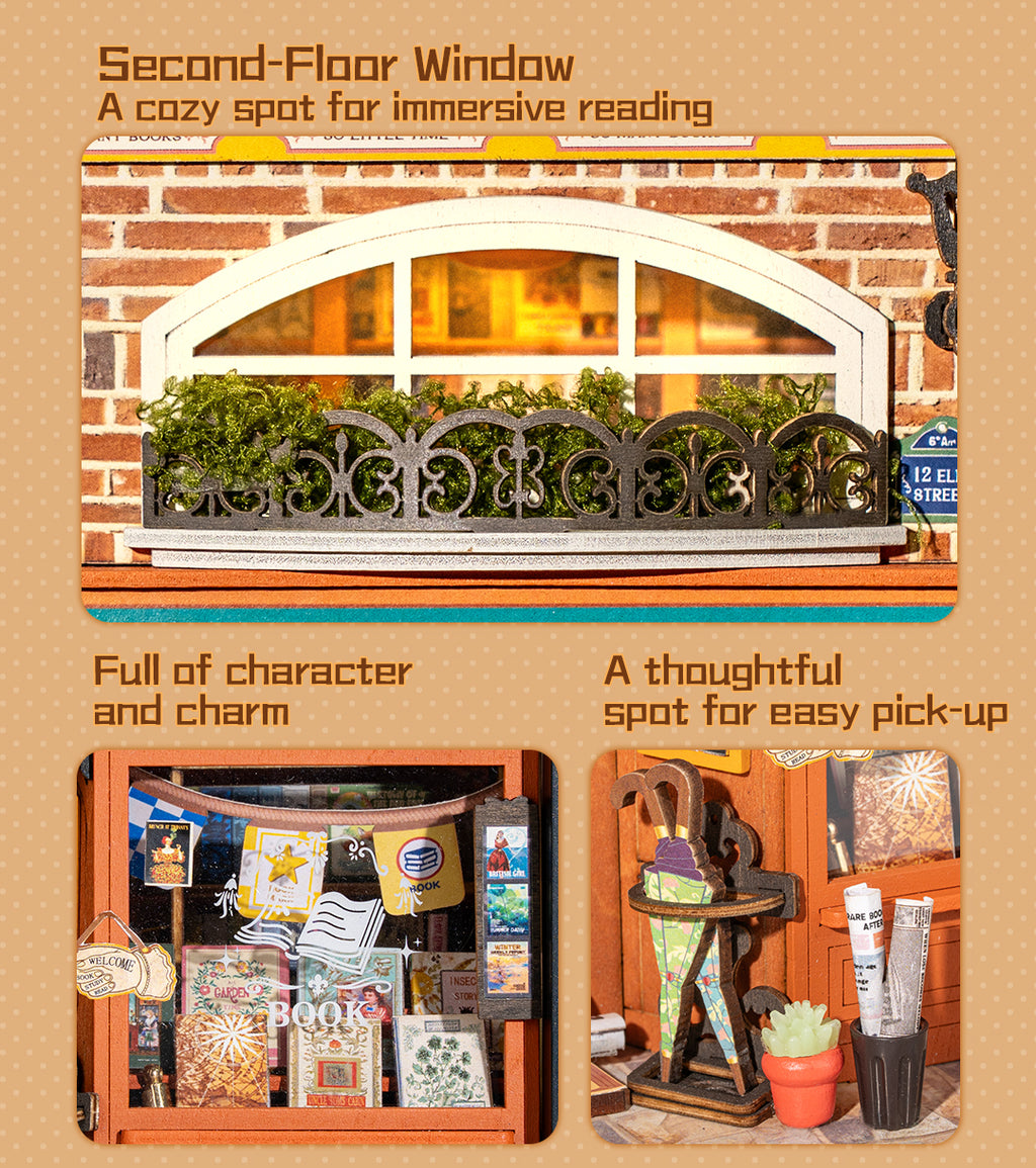 Old Times Bookstore – 3D Wooden Puzzle Story Frame Kit