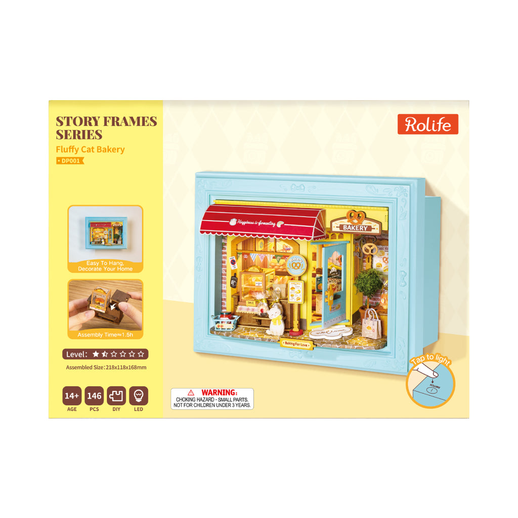 Fluffy Cat Bakery – 3D Wooden Puzzle Story Frame Kit