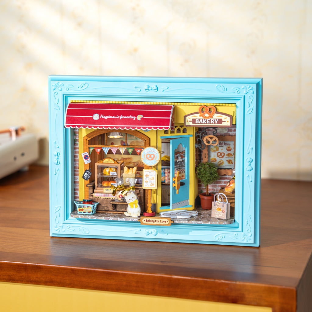 Fluffy Cat Bakery – 3D Wooden Puzzle Story Frame Kit