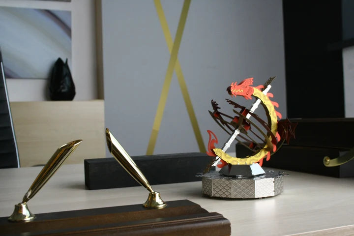 Metal Time Sun Chaser Dragon Style Desk Clock - DIY Metal Model Kit