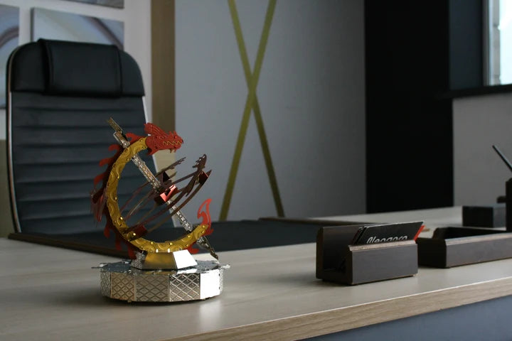 Metal Time Sun Chaser Dragon Style Desk Clock - DIY Metal Model Kit