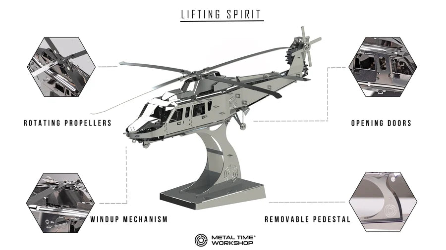 Metal Time Lifting Spirit Helicopter - DIY Metal Model Kit