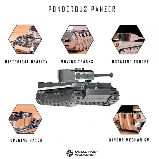Metal Time Tiger Ponderous Panzer Tank – DIY Metal Model Kit