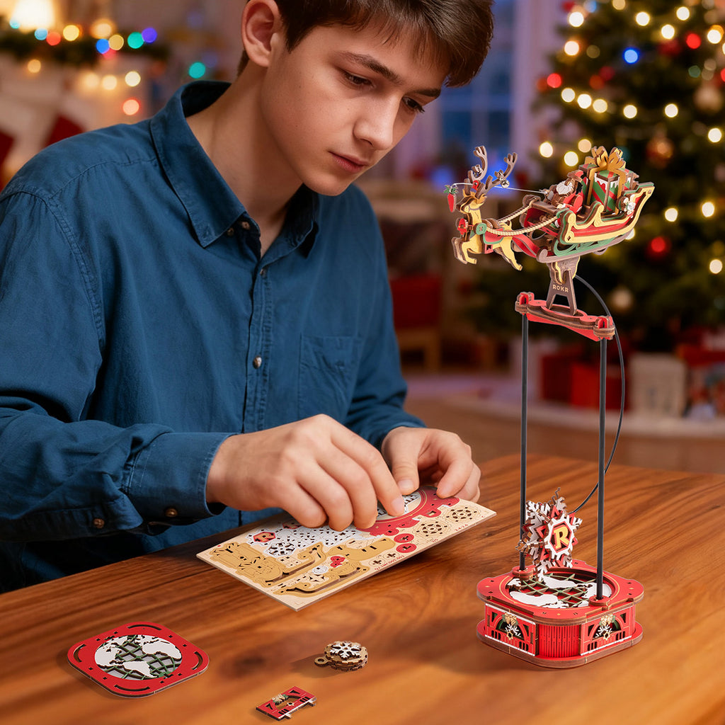 Santa on Sleigh – 3D Wooden Pendulum Balance Toy Kit