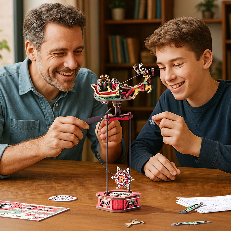 Santa on Sleigh – 3D Wooden Pendulum Balance Toy Kit