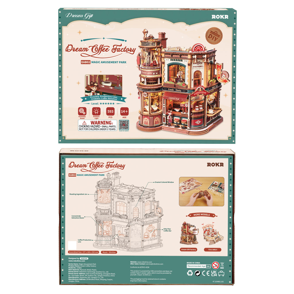 Dream Coffee Factory – 3D Wooden Mechanical Music Box Kit