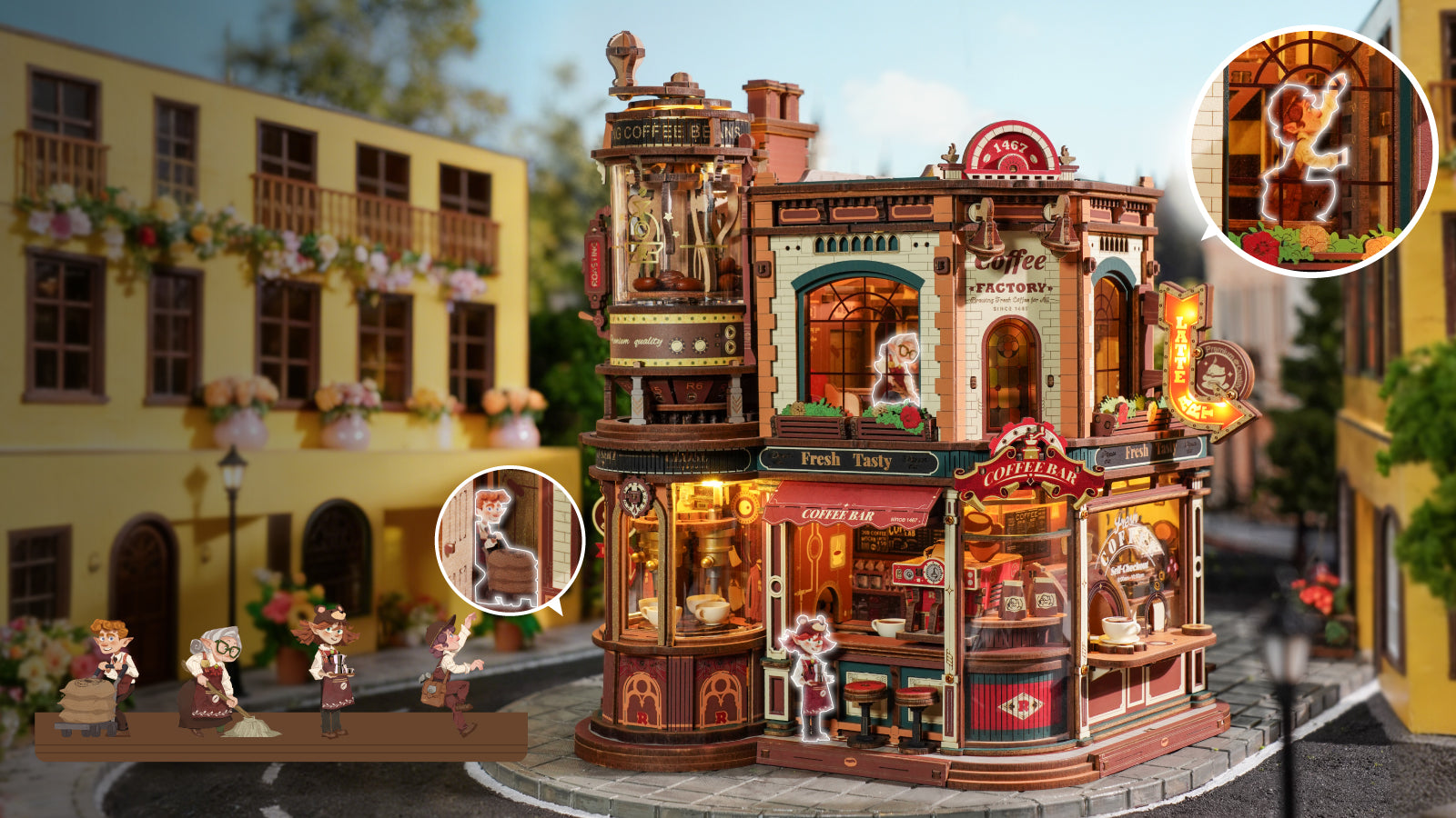 Dream Coffee Factory – 3D Wooden Mechanical Music Box Kit