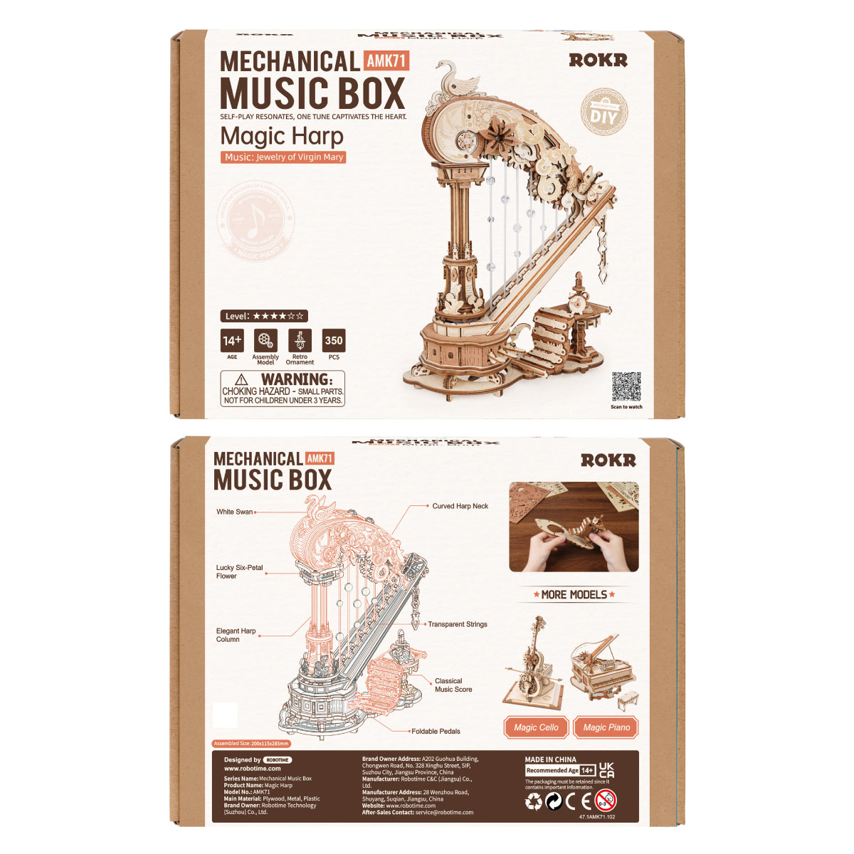 Magic Harp – 3D Wooden Mechanical Music Box Kit