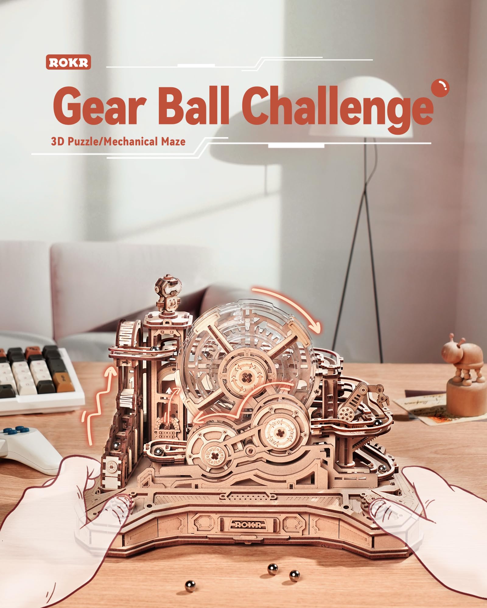 Gear Ball Challenge – 3D Wooden Marble Run Game Kit