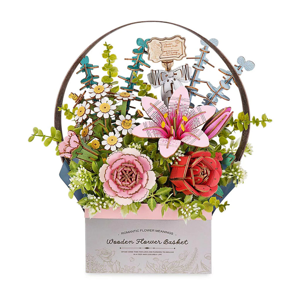 Blooming Flower Basket – DIY Wooden Model Kit