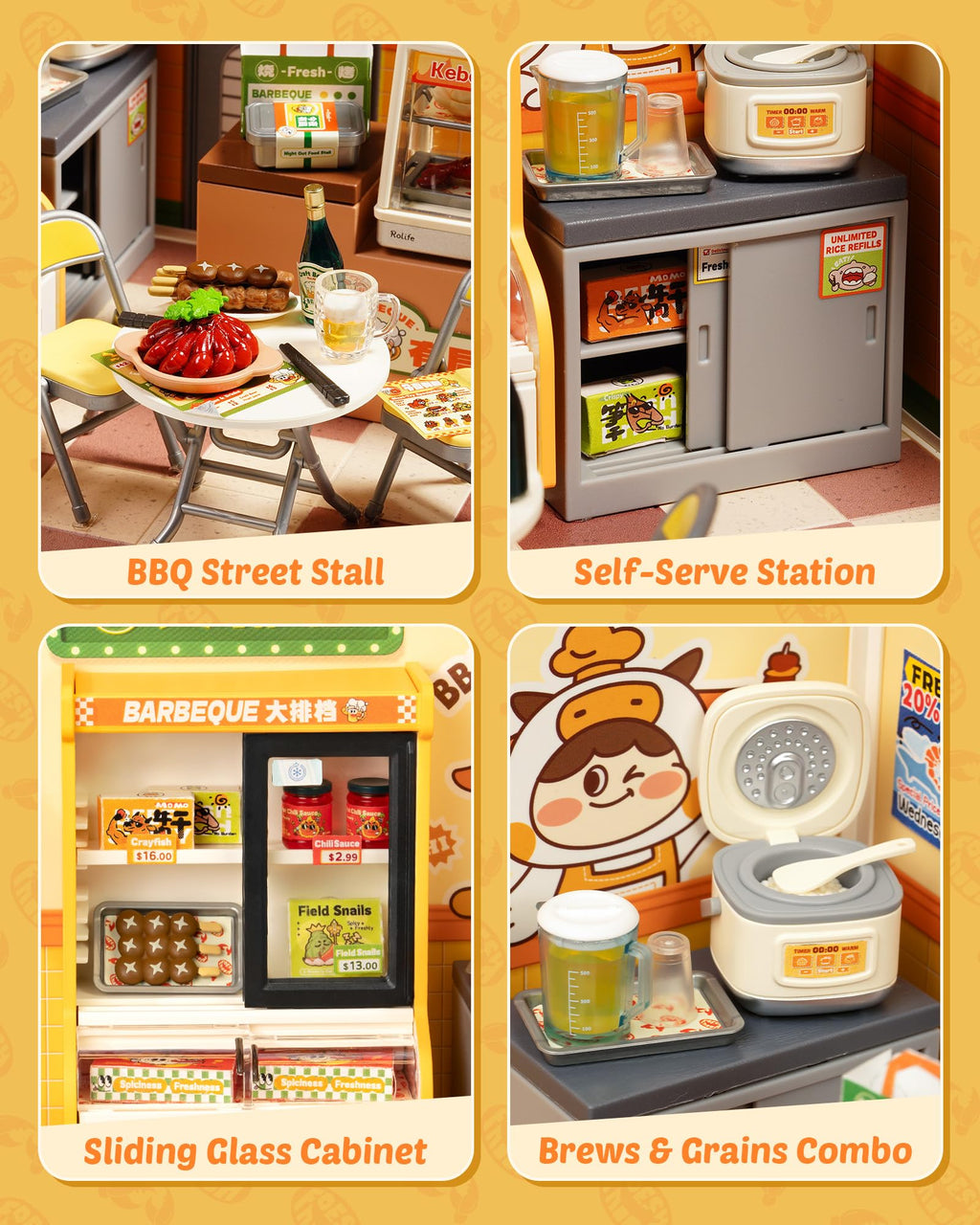 Rolife Night Out Food Stall – DIY Miniature House Kit
