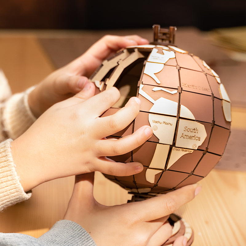 Global Wonders – 3D Wooden Puzzle Globe Kit