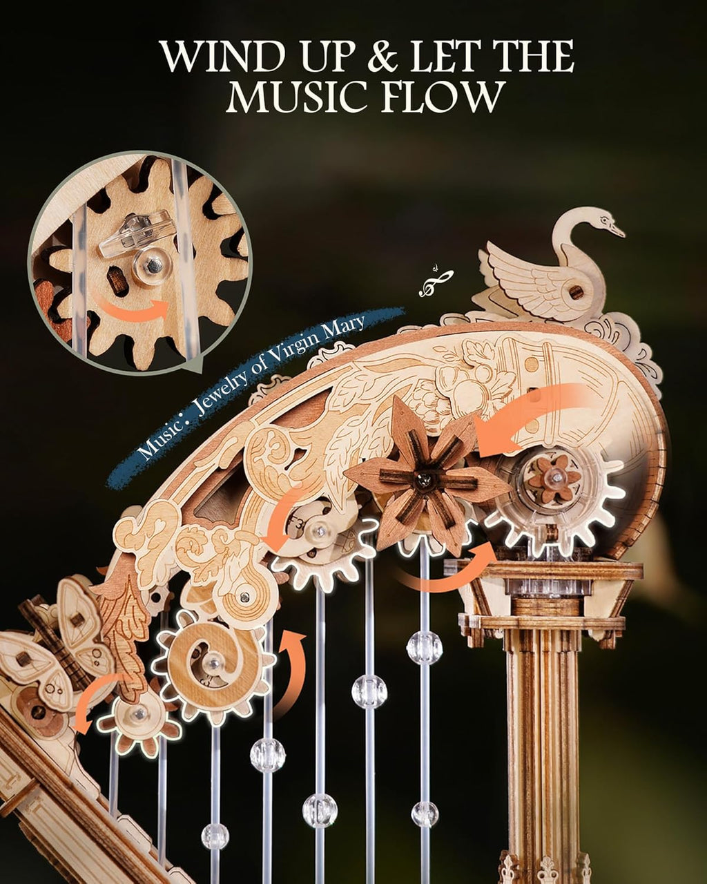 Magic Harp – 3D Wooden Mechanical Music Box Kit