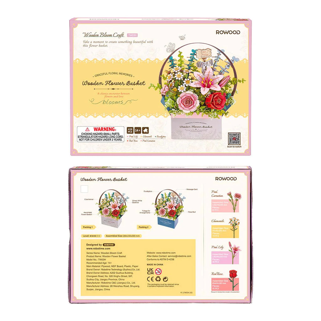 Blooming Flower Basket – DIY Wooden Model Kit