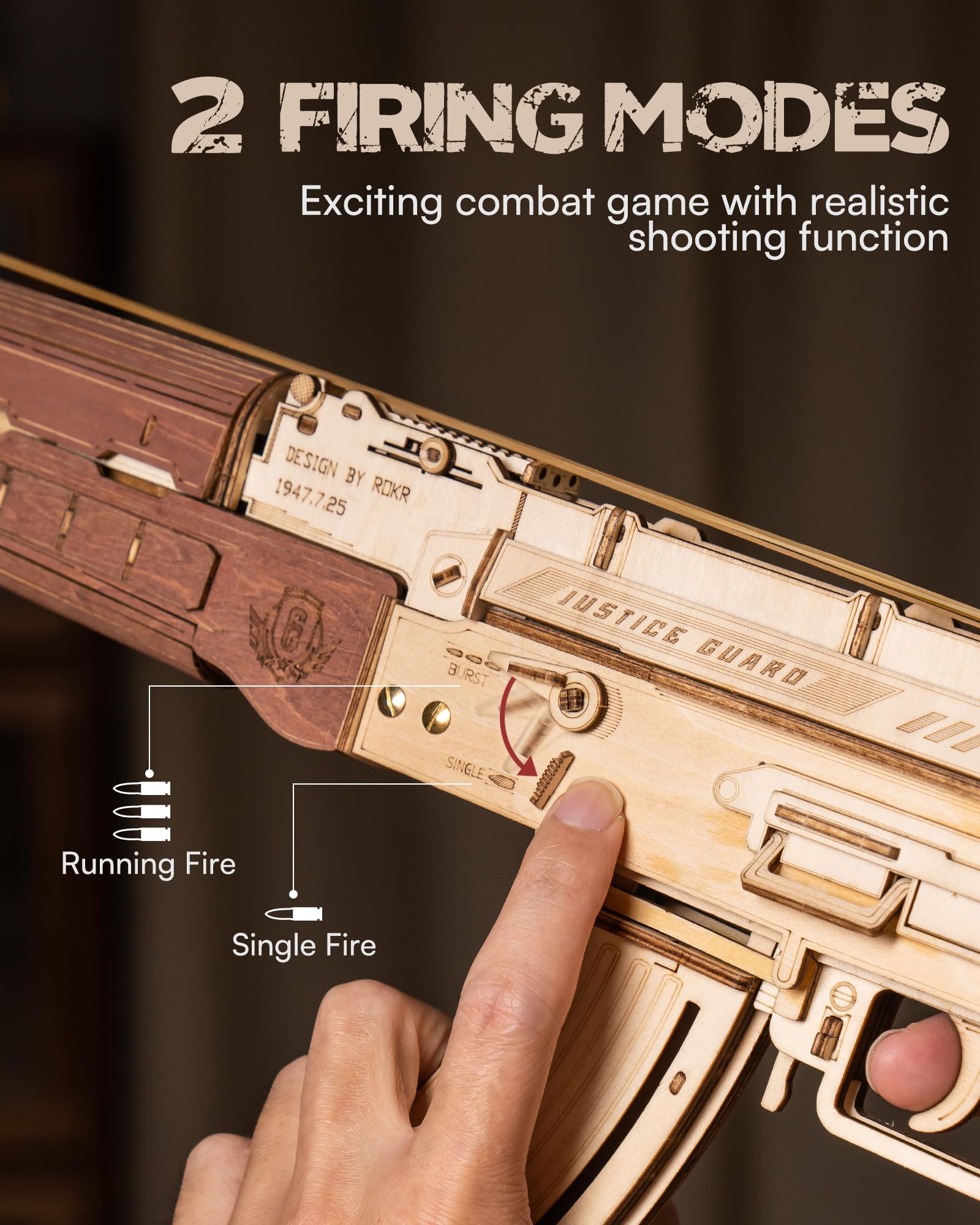 AK-47 Assault Rifle – 3D Wooden Mechanical Model Kit