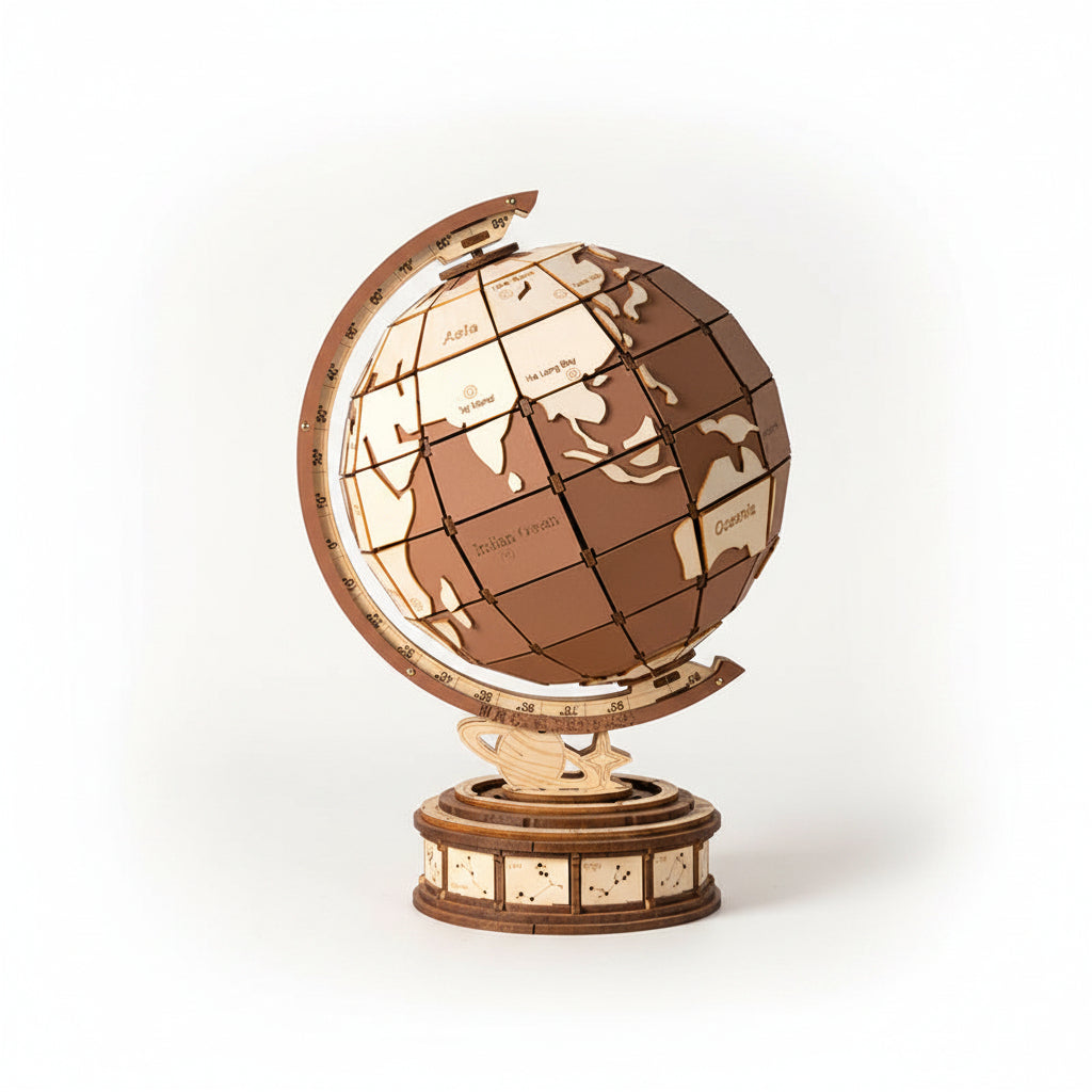 Global Wonders – 3D Wooden Puzzle Globe Kit
